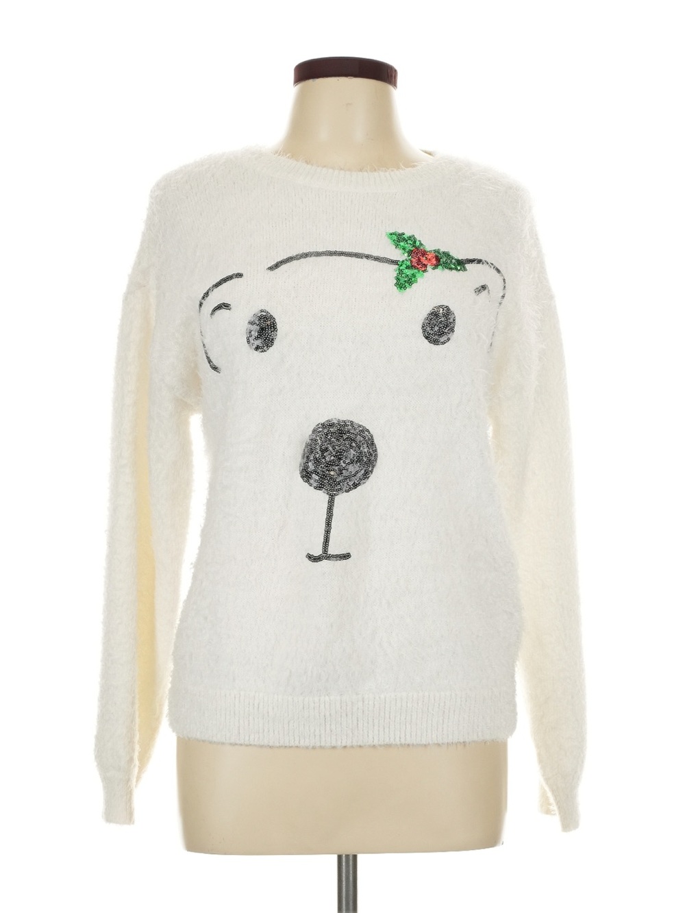 White Fuzzy Polar Bear Holiday Sweater